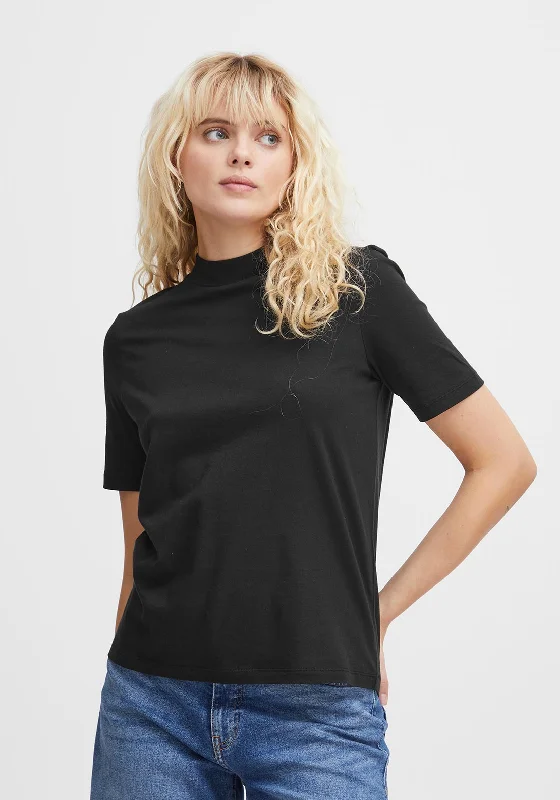 Elegant And Elegant Ichi Rania Crew Neck Basic T-Shirt, Black
