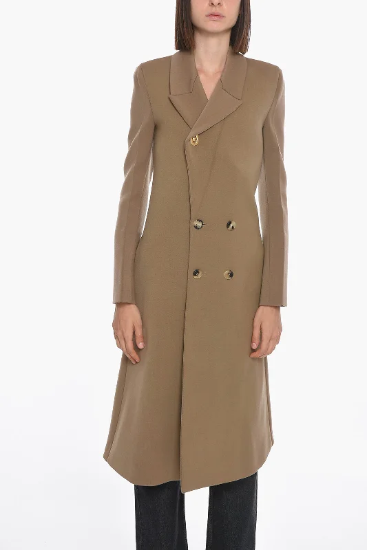 Sports High Waist Style Bottega Veneta Double-breasted Stretch Wool Coat