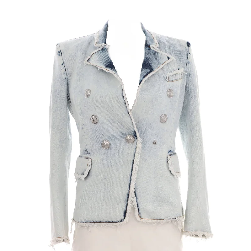 Trendy and versatile Women's Fringed Double Breasted Jacket Denim