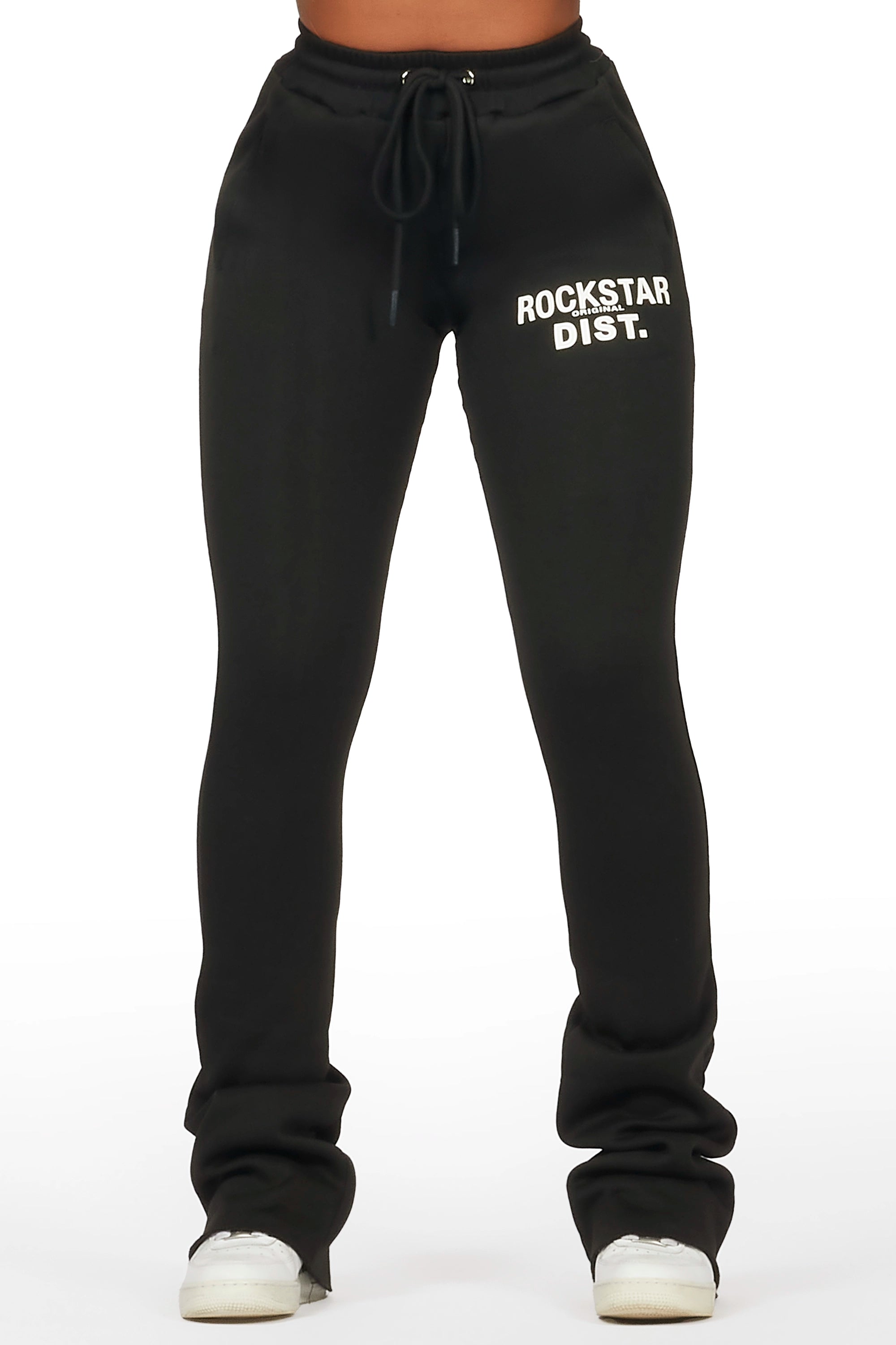 Trendy and versatile Juliana Black Super Stacked Track Pant