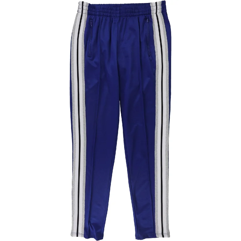 Single-shoulder Neck Design Ultra Flirt Womens Glitter Stripe Casual Sweatpants, Blue, X-Small