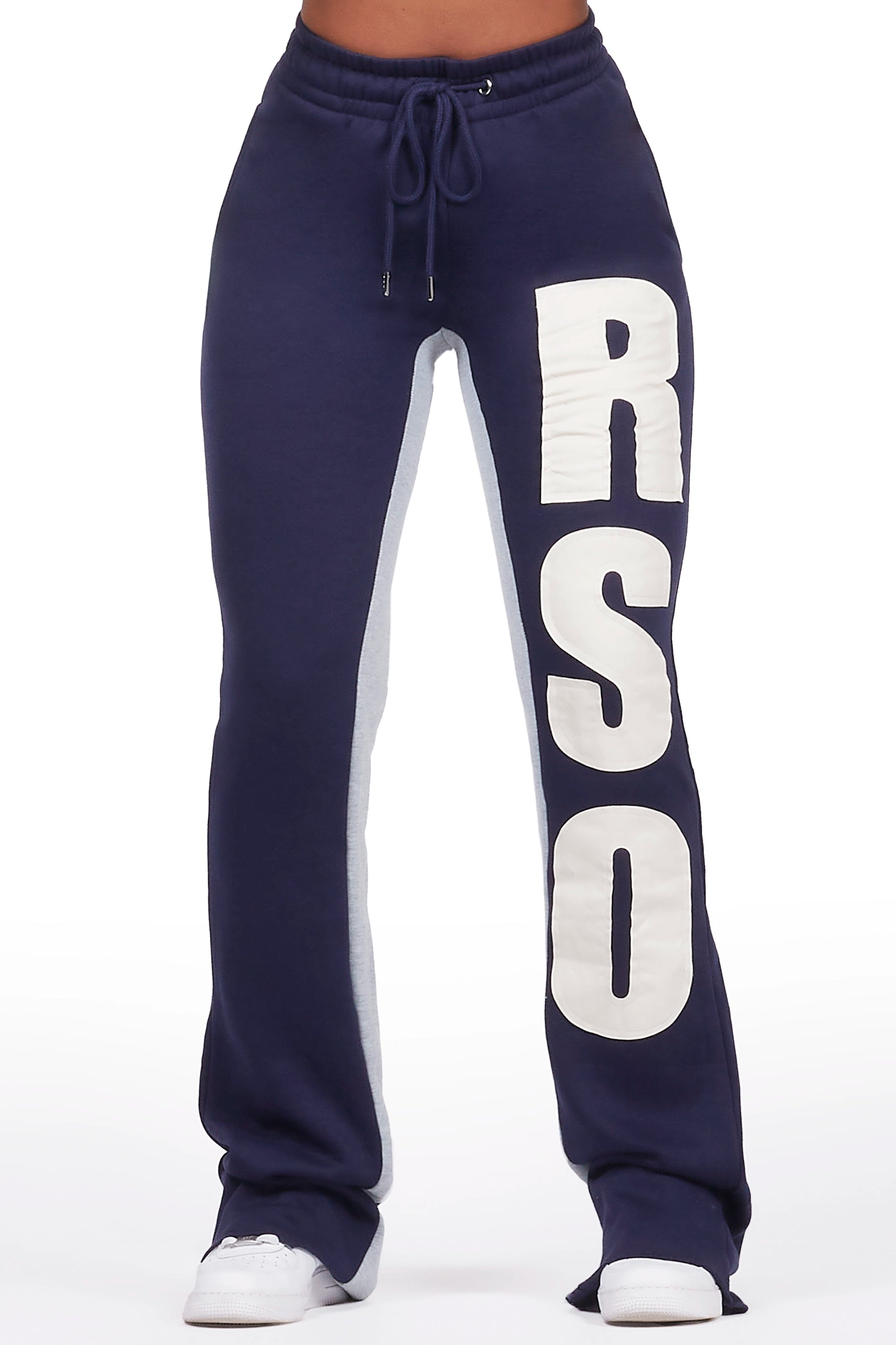 Fun and cute Juatica Navy Baggy Stacked Track Pant