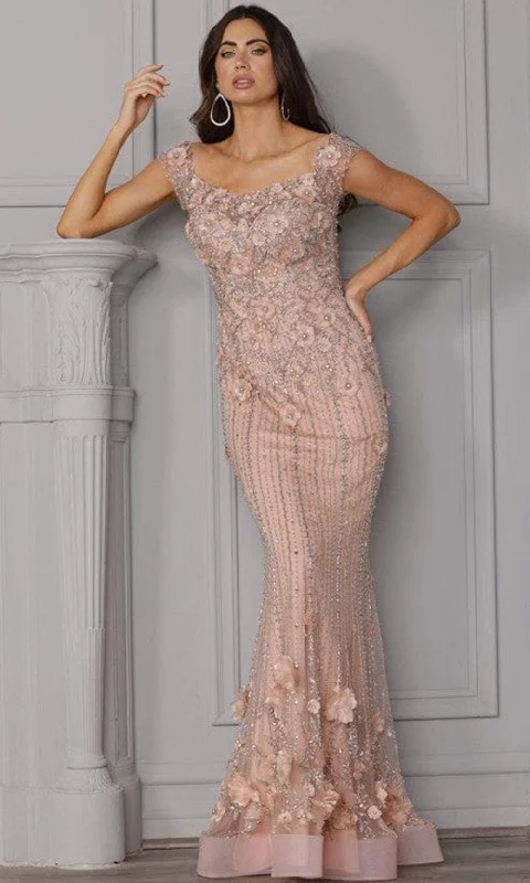 Design sense Terani Couture - 2021GL3161 Bateau Floral Lace Sheath Dress