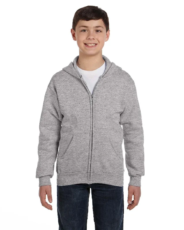Street Show-off Style Hanes Youth 50/50 Full-Zip Hoodie Sweatshirt | Light Steel