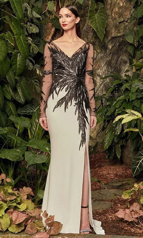 Warm Winter Series Alexander by Daymor Illusion Sleeves Sequin Lace Applique Sheath Gown 960 Warm Winter Series Alexander by Daymor Illusion Sleeves Sequin Lace Applique Sheath Gown 960