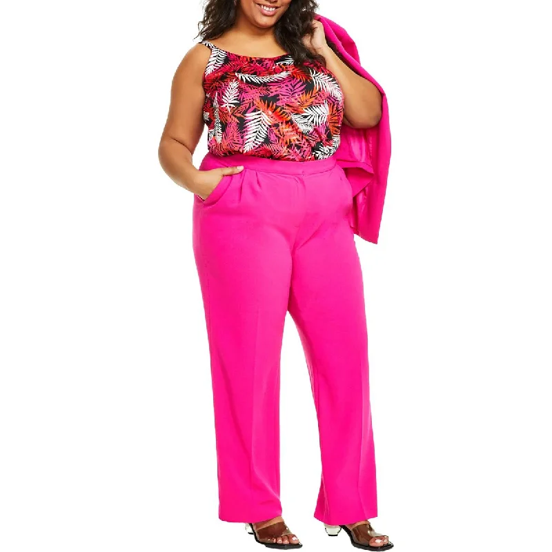 Sweet breath Bar III Womens Plus High Rise Straight Leg Wide Leg Pants