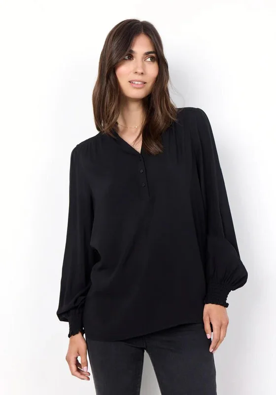 Trendy and versatile Soyaconcept Radia Frill Collar Blouse, Black