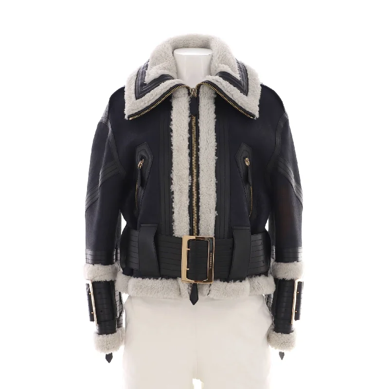 British casual Women's Aviator Jacket Leather and Shearling