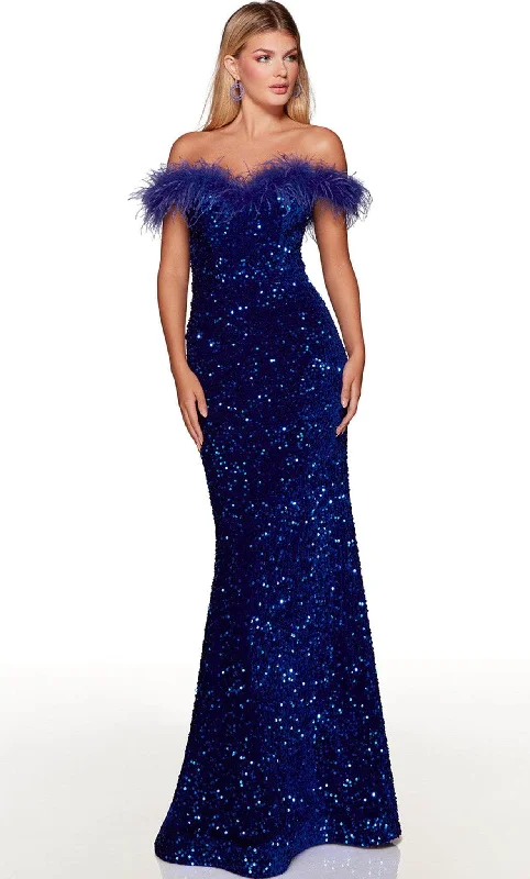 Fashionable sports Alyce Paris 61379 - Off-Shoulder Feather Detailed Evening Dress