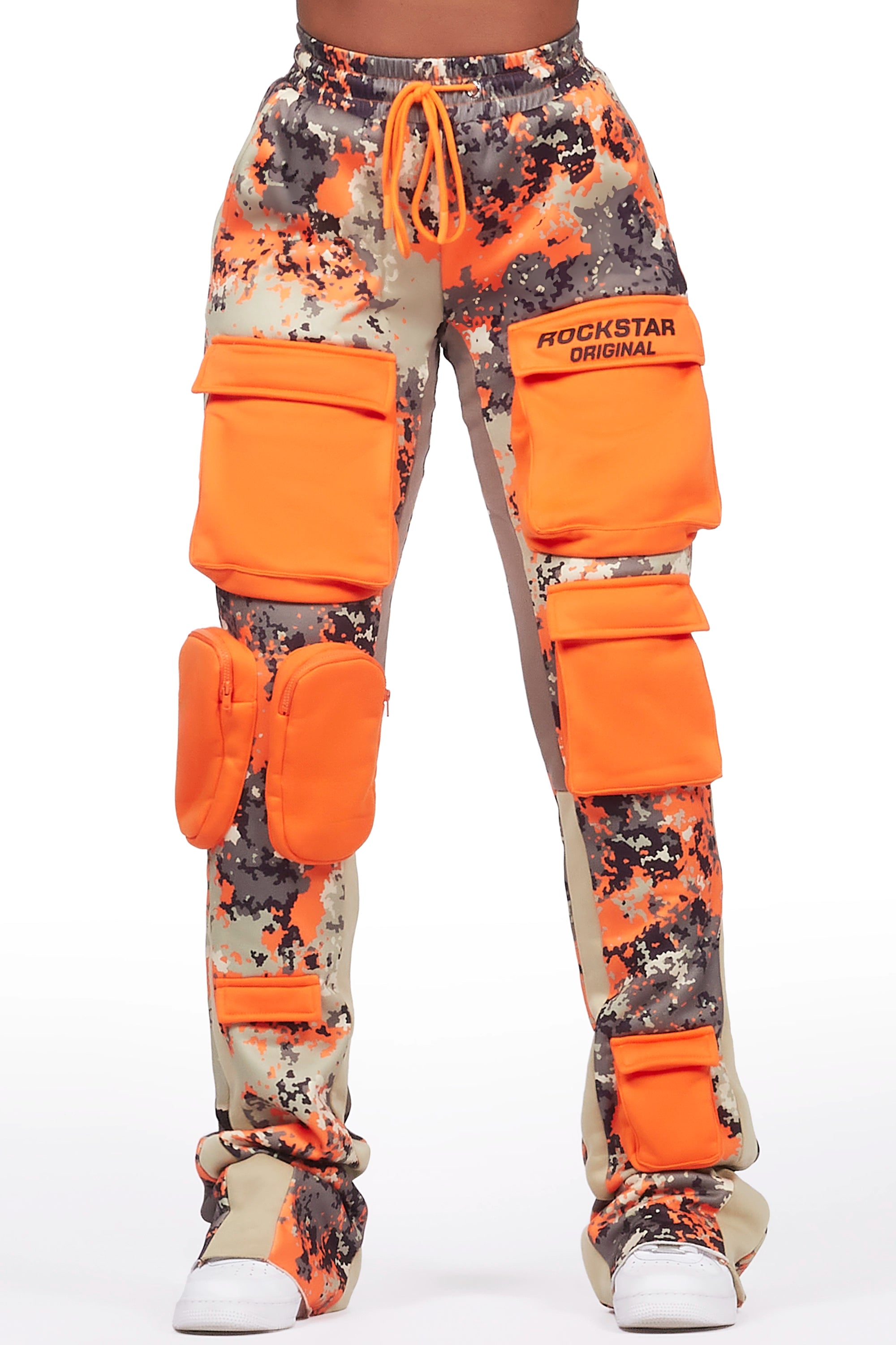 Amazing design Norika Orange Digital Camo Stacked Track Pant