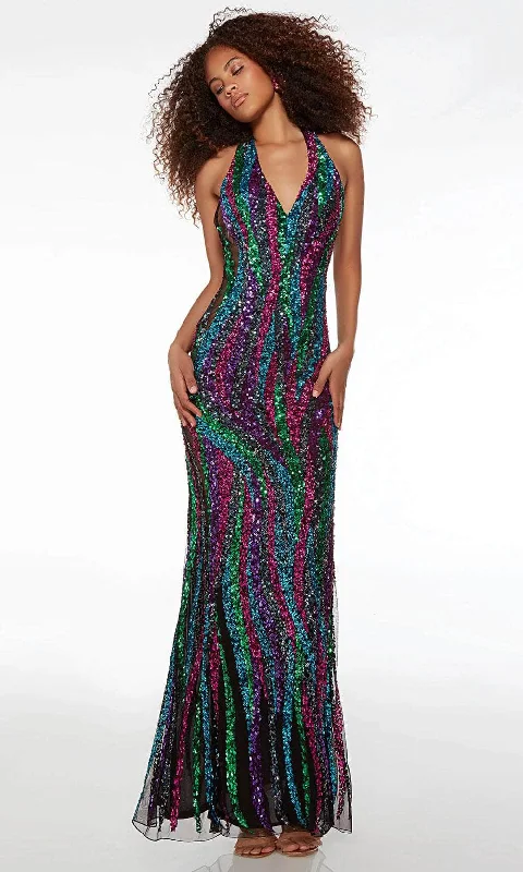 Printed pattern Alyce Paris 61584 - Sequin Halter Evening Dress