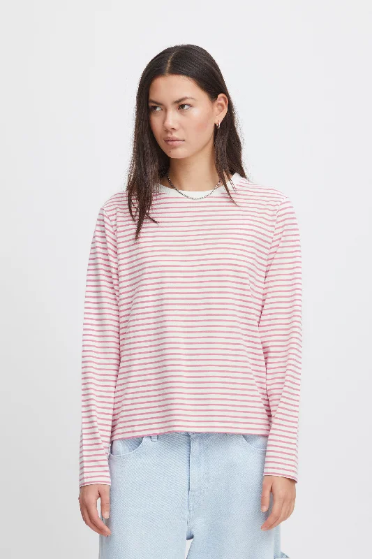 Affordable selection Ichi Mira Long Sleeved Stripe T-Shirt, Pink