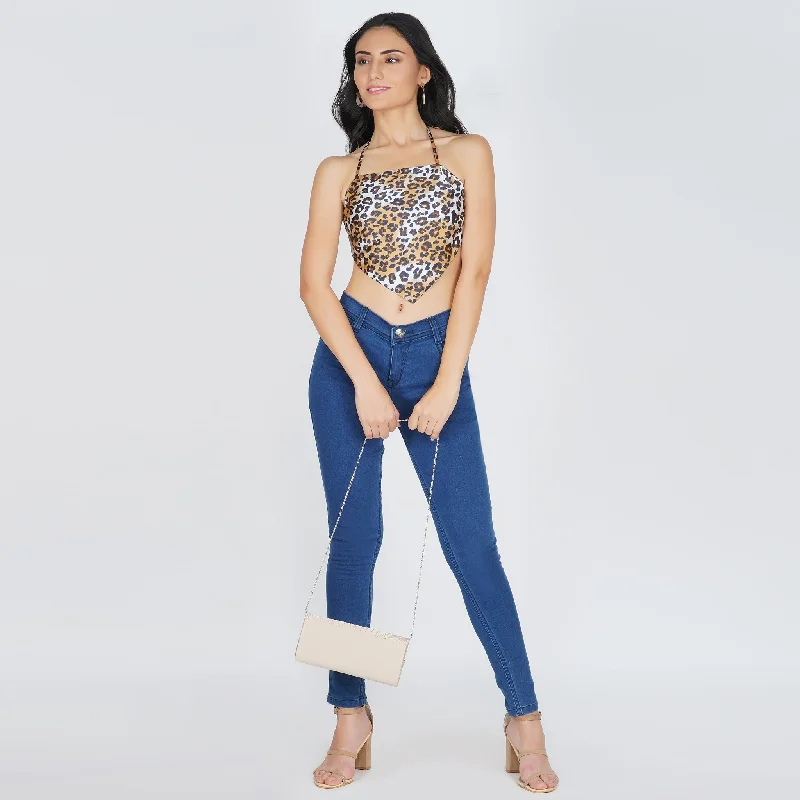 Short skirt design SLAY. Women's Animal Print Scarf Tube Top