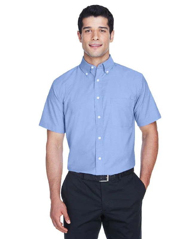 Street Fashion Style Harriton Mens Short Sleeve Oxford with Stain-Release | Light Blue