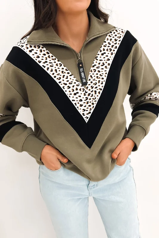 Retro Design Anderson 1/4 Zip Khaki