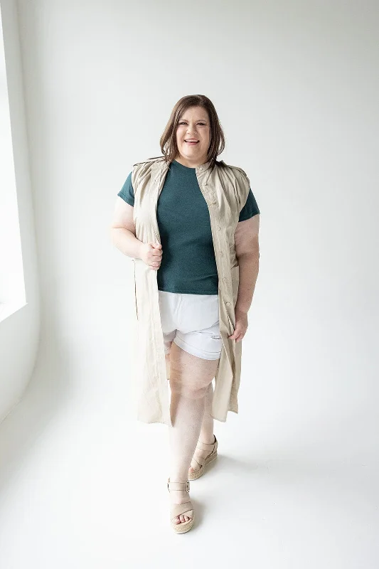 Round neck design LIGHTWEIGHT DUSTER VEST