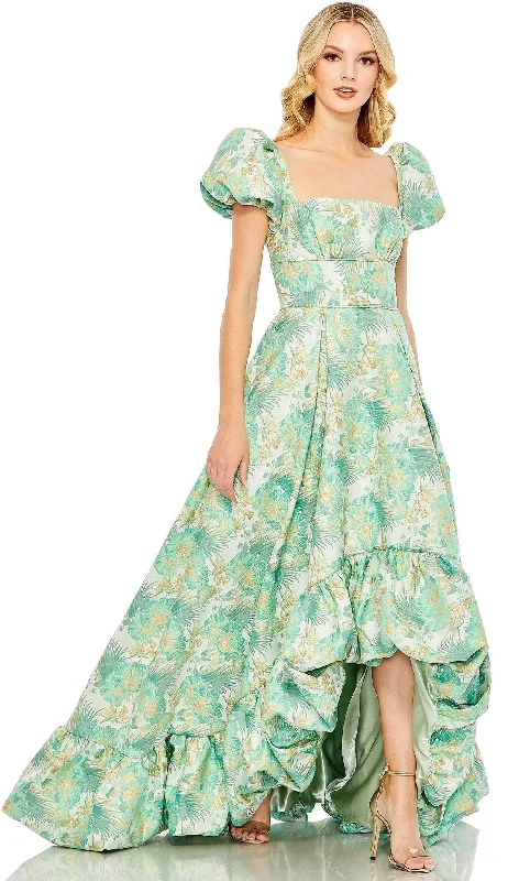 High waist design Mac Duggal 68276 - Puff Sleeve Floral Dress