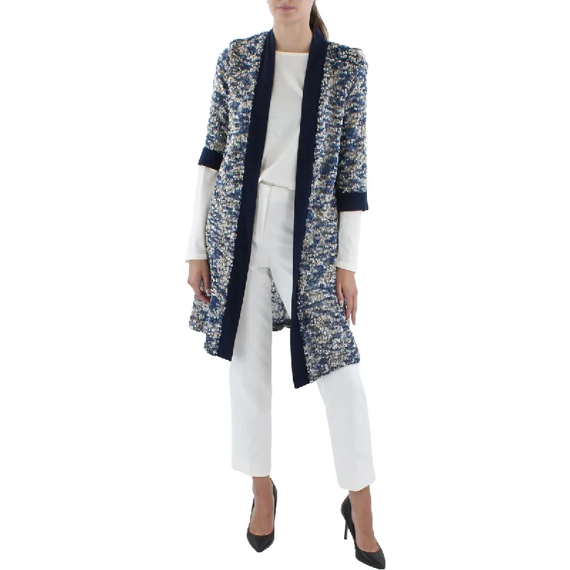 Comfortable down R&M Richards Womens Petites Knit Metallic Duster Blazer