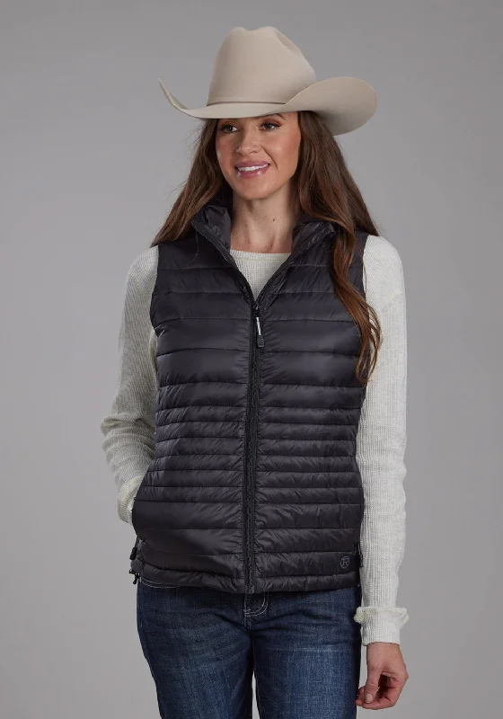 Street Letter Style Roper Womens Down Proof Coated Black 100% Nylon Softshell Vest
