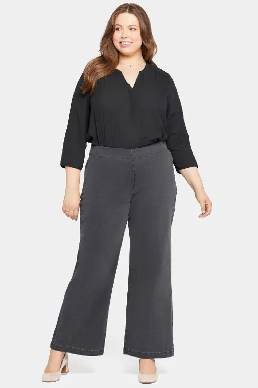 Street Show-off Style Pull-On Teresa Wide Leg Jeans In Plus Size - Sierra