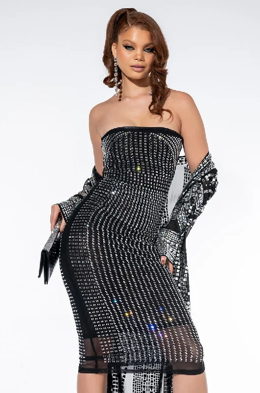 Short skirt design WITH THE CURVES MIDI TUBE DRESS BLACK
