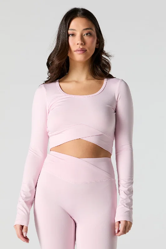 Retro Design Active Criss Cross Hem Long Sleeve Top