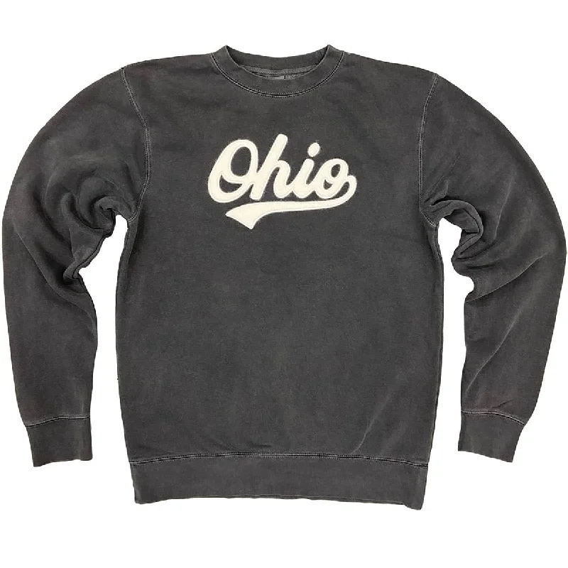 Retro Woolen Jacket Ohio Felt Script Sweatshirt