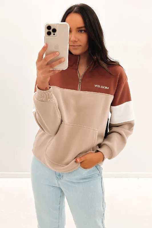 Street Show-off Style Coco Ho Mock Neck Dark Clay