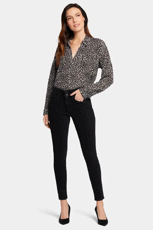 High-waisted pants style Ami Skinny Jeans - Houndstooth Luxe Burnout