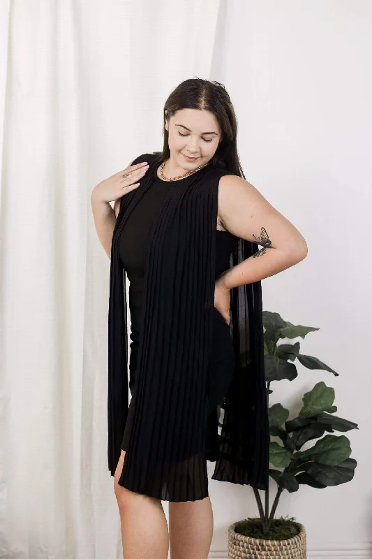 Warm Winter Series Black Slit Sleeve Dress
