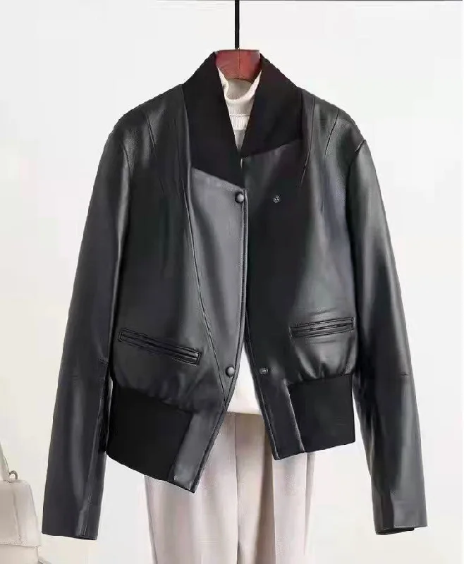 Wandering freely Genuine Leather Jacket Short