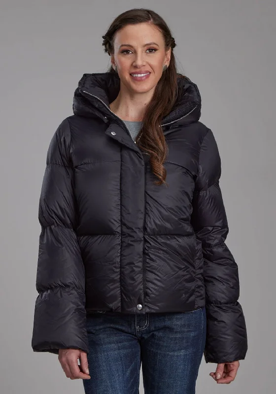 Sports Fitness Wear Roper Womens Puffer Down Coat Black 100% Nylon Softshell Jacket