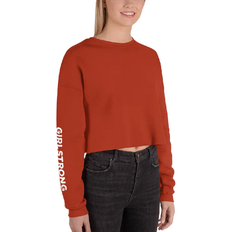 Minimal Style EVERYDAY GIRLSTRONG FLEECE CROPPED SWEATSHIRT BRICK