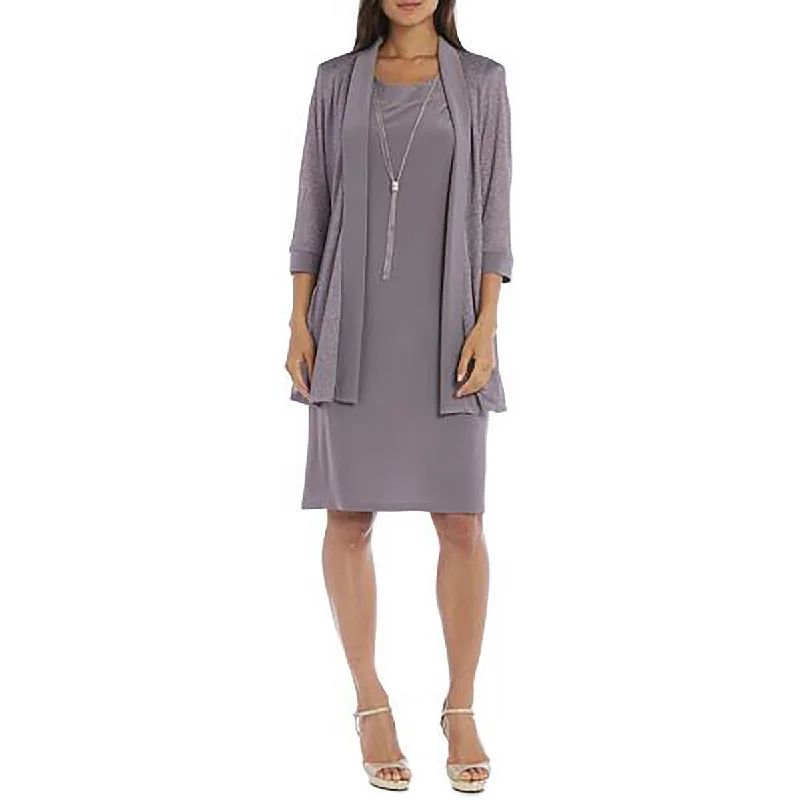 Sports litigation style R&M Richards Womens Knit Metallic Topper Jacket