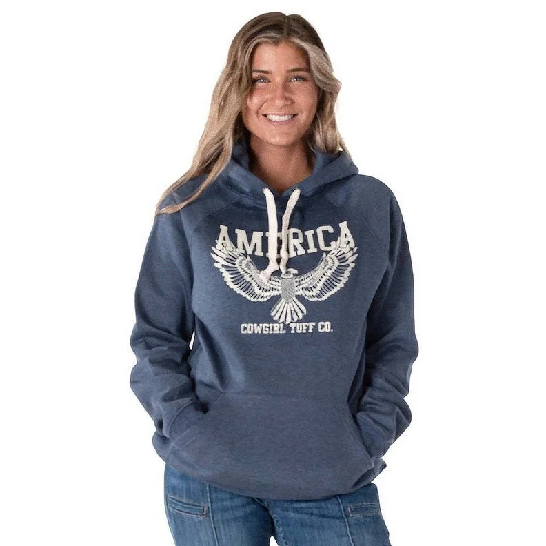 Customized Version Cowgirl Tuff Western Sweatshirt Womens America Eagle Navy SIG2224 Customized Version Cowgirl Tuff Western Sweatshirt Womens America Eagle Navy SIG2224