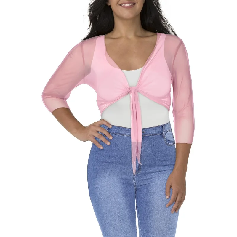 Cool Style Connected Apparel Womens Petites Mesh Tie Front Bolero
