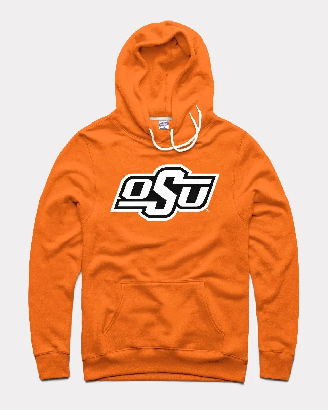 Retro Lace Fabric OSU Cowboys Logo Orange Hoodie