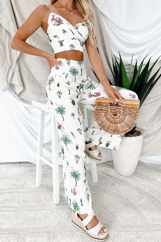 Alice style Desert Whispers Printed Wide Leg Pants (Cream Multi)