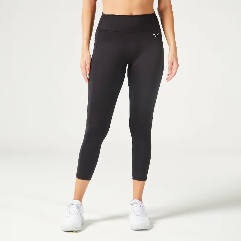 Sports Fitness Wear Essential Mid-Rise Leggings 24" - Black
