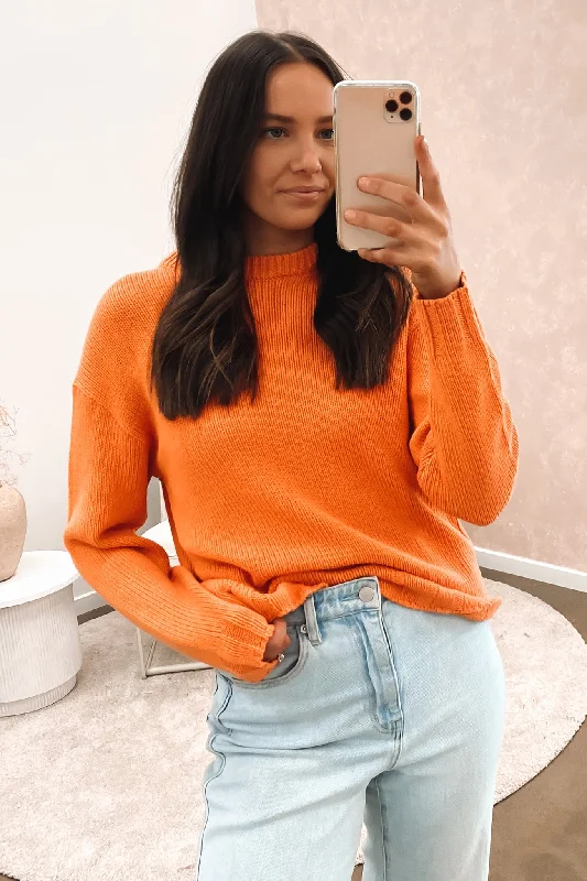 Unique prints Bonnie Knit Crew Orange