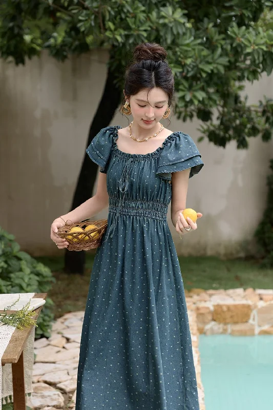 Elegant Style A-line Polka Dot Dress for Women
