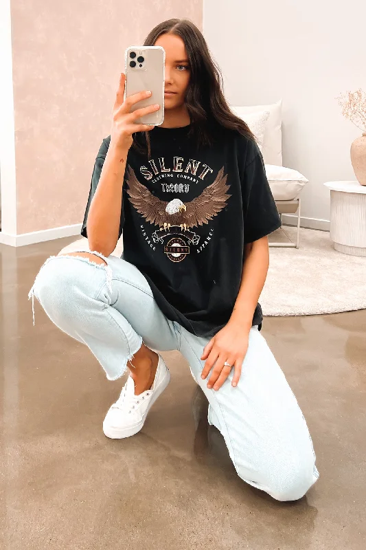 Street Personality Style Fly High Tee Washed Black