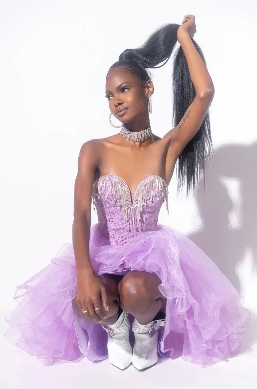 Energetic ONE AND ONLY MINI TULLE DRESS WITH RHINESTONE TOP
