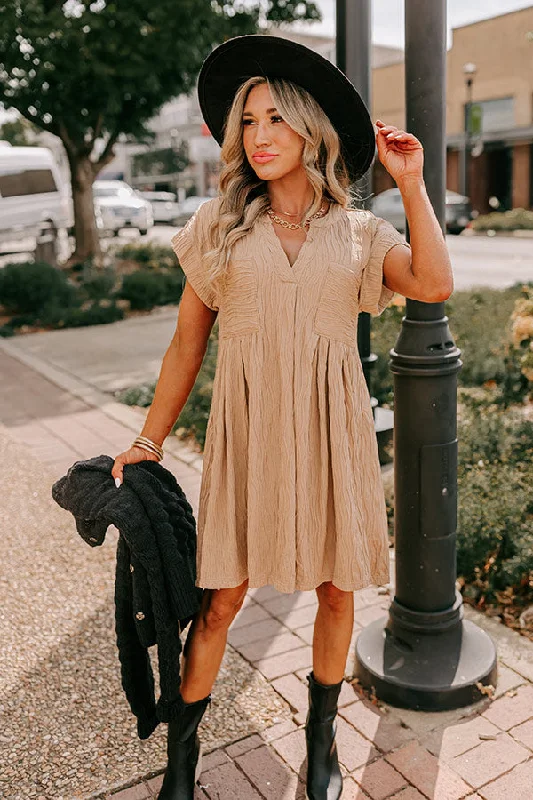 Creative Style Long Weekend Wonderful Shift Dress In Warm Taupe