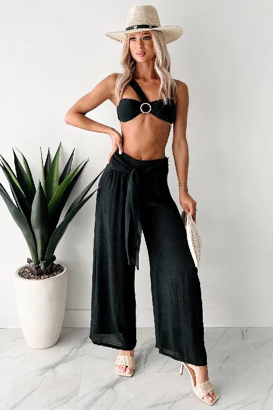 Sports Jacket In Full Swing Wide Leg Linen Pants (Black)