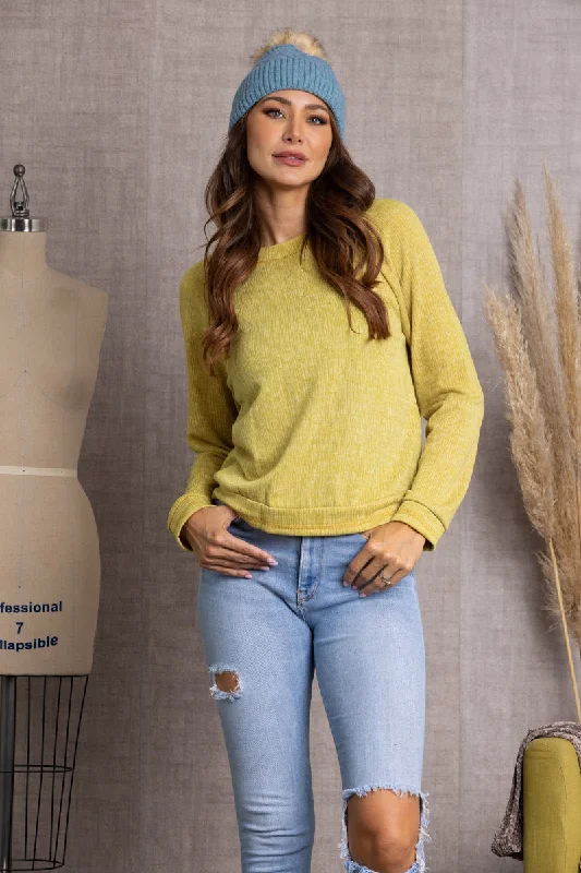 Printed pattern MUSTARD KNITTED LONG SLEEVE TOP TY10845