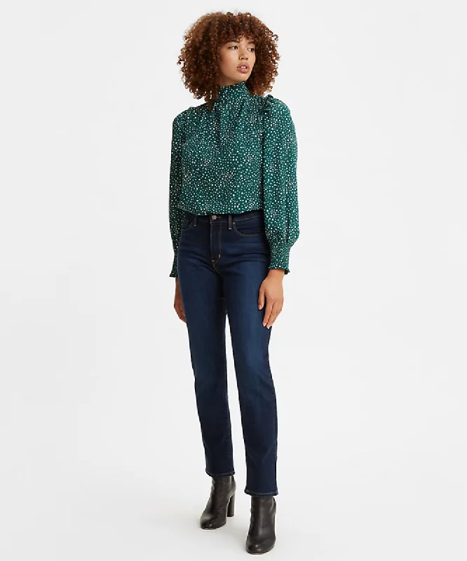 Single-shoulder Neck Design Levi's Women's Classic Mid Rise Straight Fit Jeans - Cobalt Haze