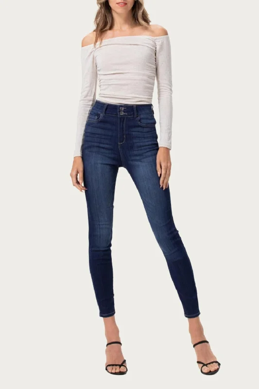 Fashionable and versatile High-Rise Stretch Skinny Jeans In Dark Denim