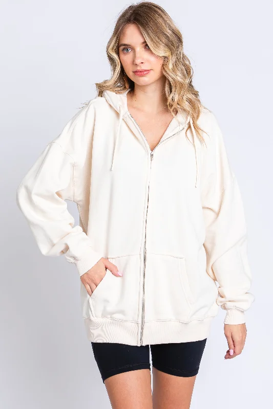 Elegant and noble Cream Hooded Jacket
