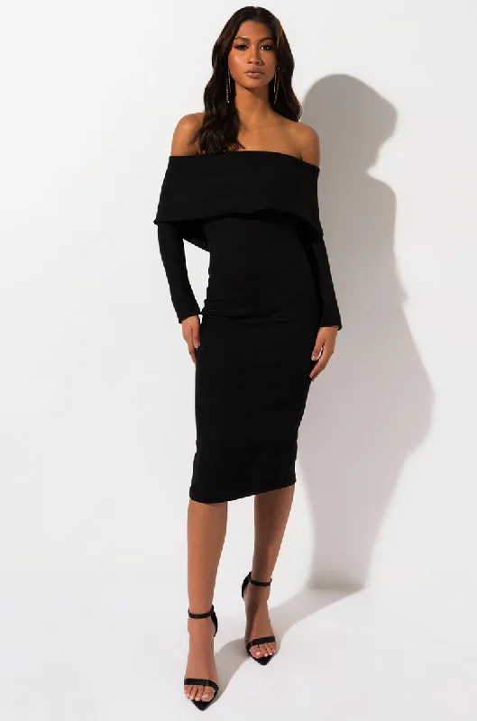 Energetic SEXY FAUX SUEDE DRESSY MIDI BLACK